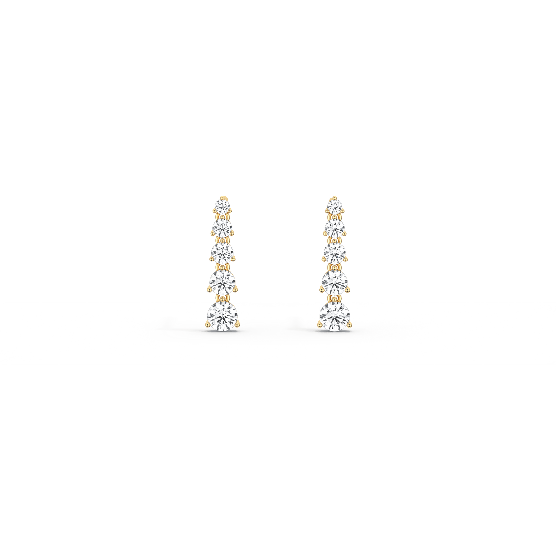 14K Solid Gold Round Dangle Earring With Lab - Grown Diamond - 