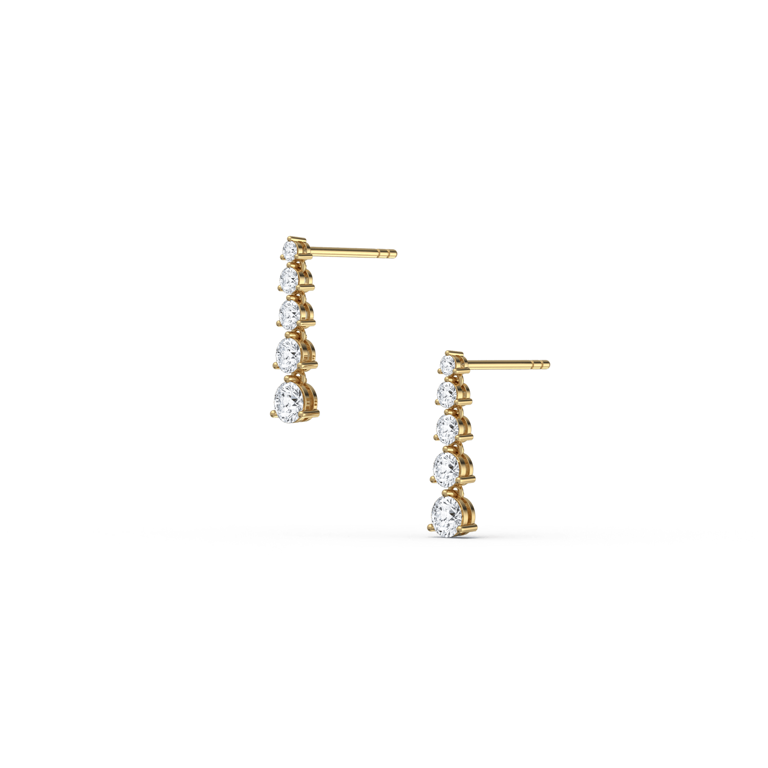 14K Solid Gold Round Dangle Earring With Lab - Grown Diamond - 