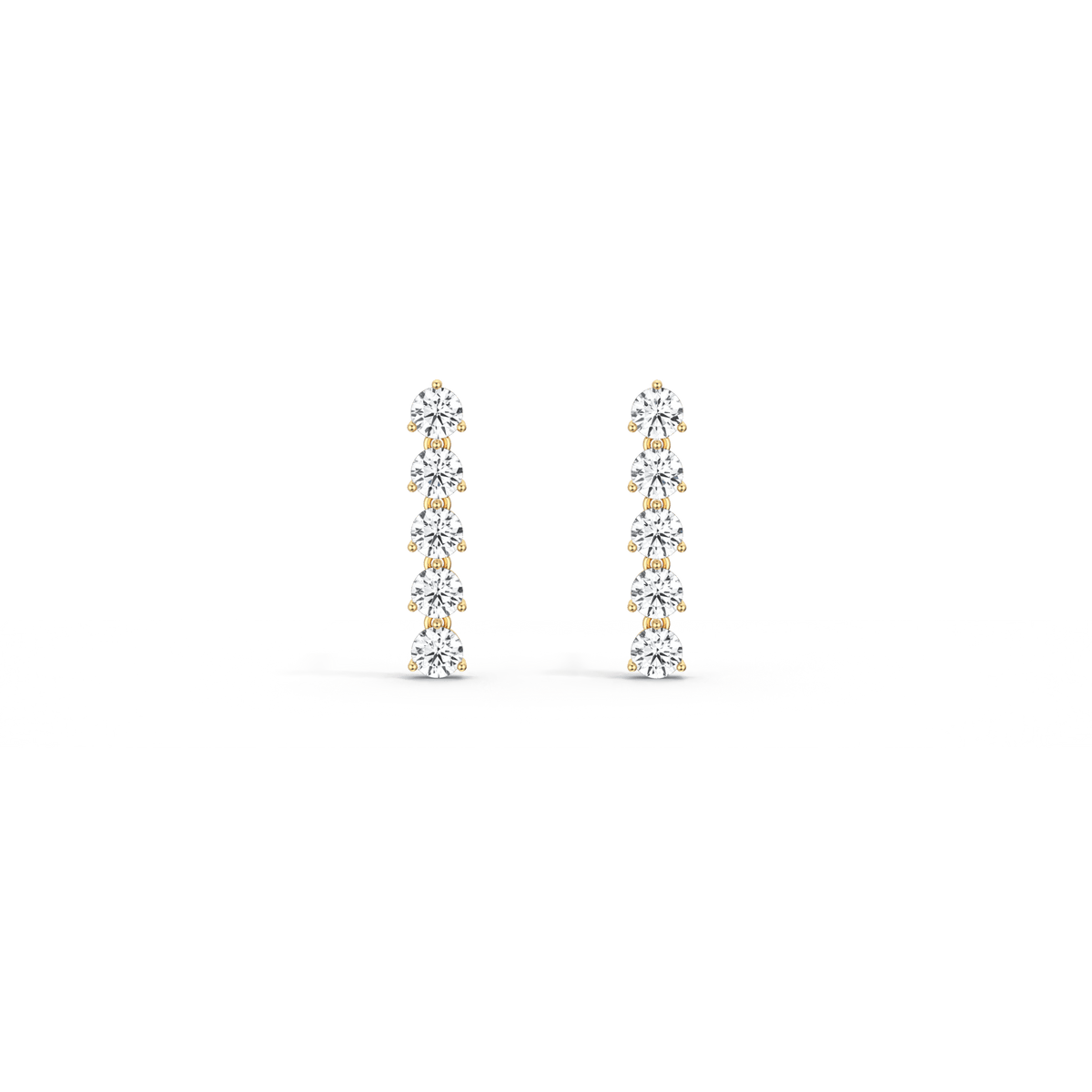 14K Gold Dangle Stud Earring With Lab Diamond - 