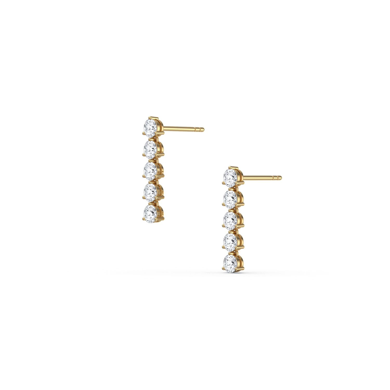 14K Gold Dangle Stud Earring With Lab Diamond - 