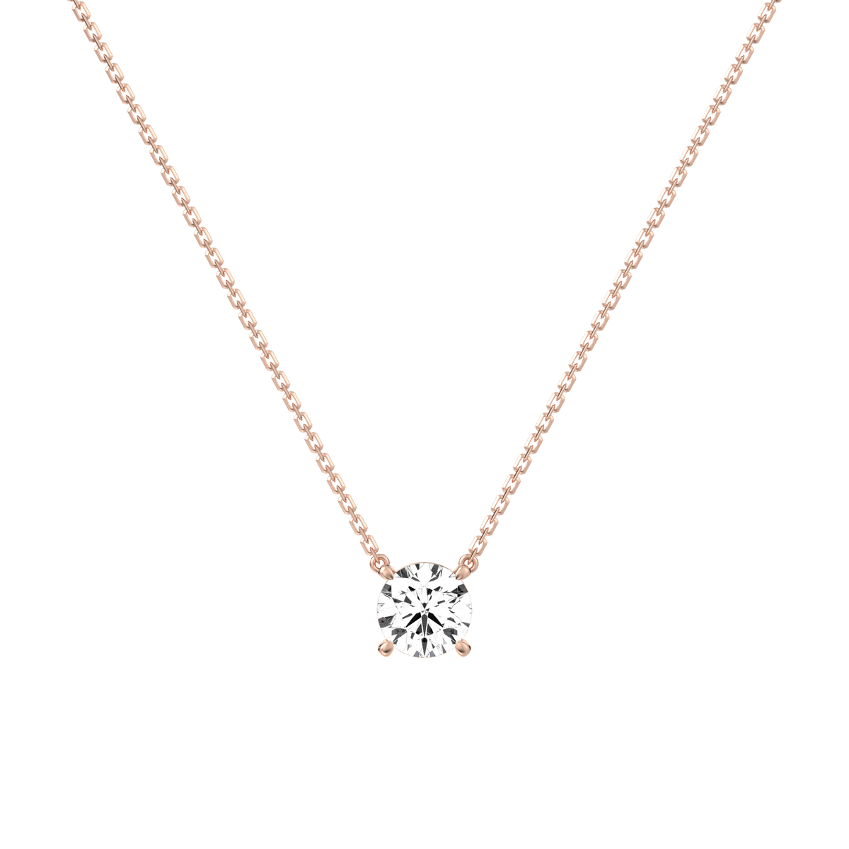 Lab Diamond Solitaire Pendant In 10K Solid Gold - 