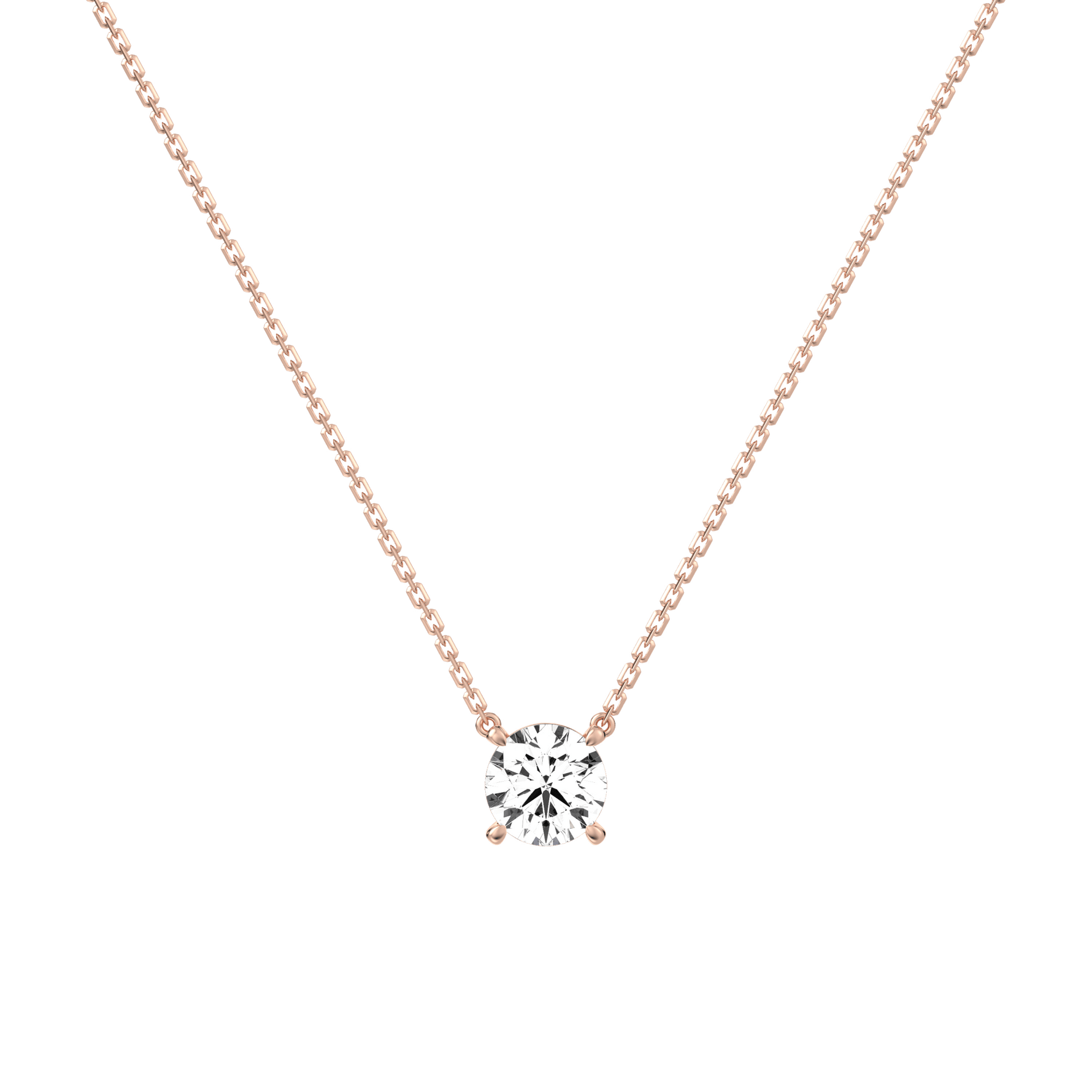 Lab Diamond Solitaire Pendant In 10K Solid Gold - 