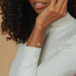 Lab Grown Diamond Station Clover Bracelet in 14K Solid Gold/Platinum - Bracelets