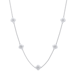 Lab Grown Diamond Clover Station Necklace In 14K Solid Gold/Platinum - Necklaces