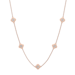 Lab Grown Diamond Clover Station Necklace In 14K Solid Gold/Platinum - Necklaces