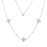 Lab Grown Diamond Clover Station Necklace In 14K Solid Gold/Platinum - Necklaces