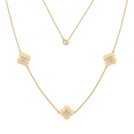 Lab Grown Diamond Clover Station Necklace In 14K Solid Gold/Platinum - Necklaces