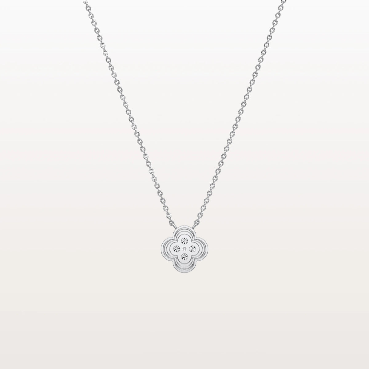 Lab Grown Diamond Clover Necklace in 14K Solid Gold/Platinum - Necklaces