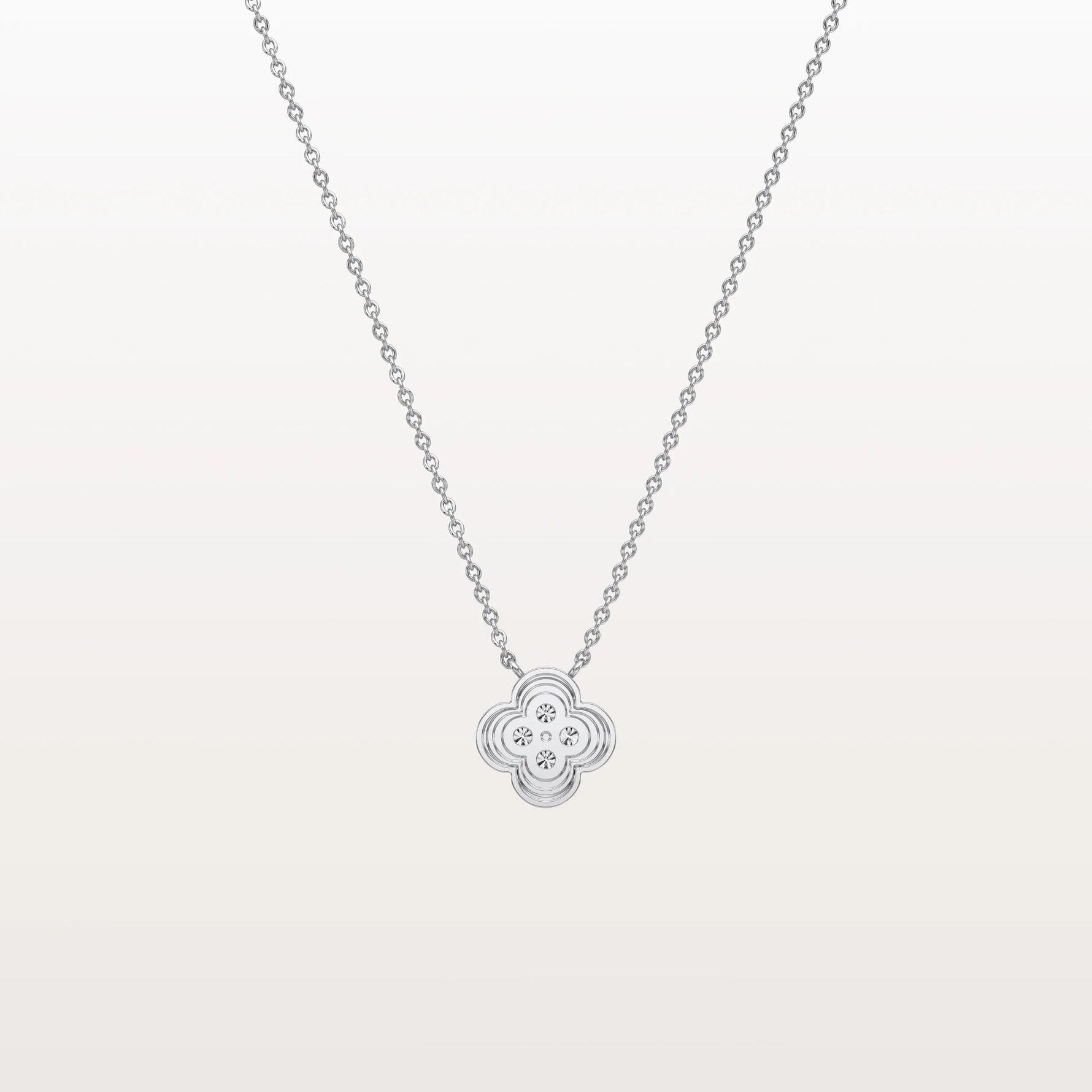 Lab Grown Diamond Clover Necklace in 14K Solid Gold/Platinum - Necklaces