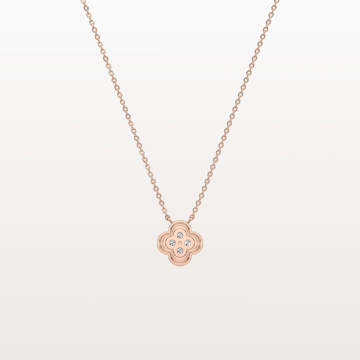 Lab Grown Diamond Clover Necklace in 14K Solid Gold/Platinum - Necklaces