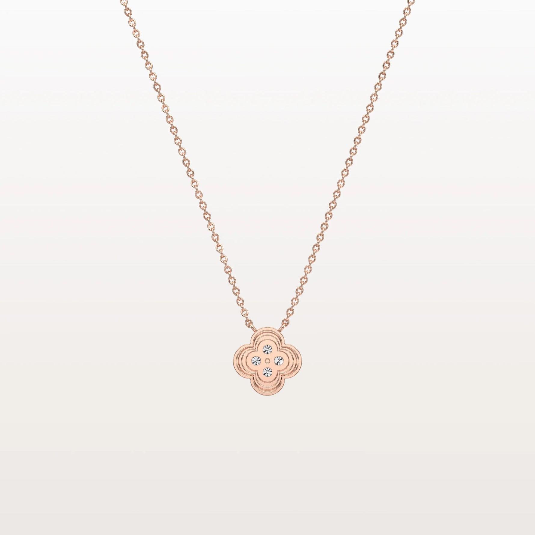 Lab Grown Diamond Clover Necklace in 14K Solid Gold/Platinum - Necklaces