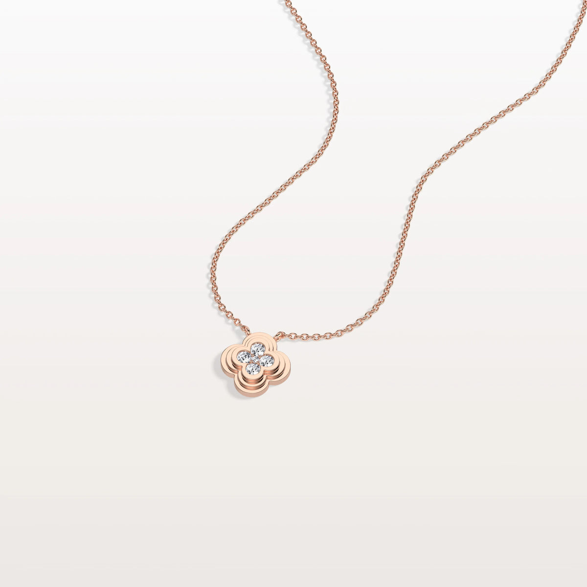 Lab Grown Diamond Clover Necklace in 14K Solid Gold/Platinum - Necklaces