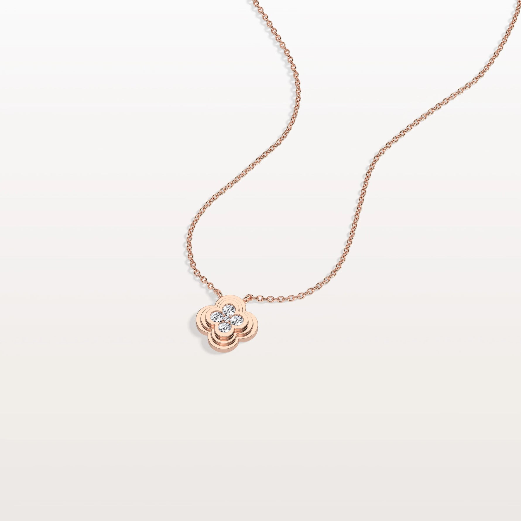Lab Grown Diamond Clover Necklace in 14K Solid Gold/Platinum - Necklaces