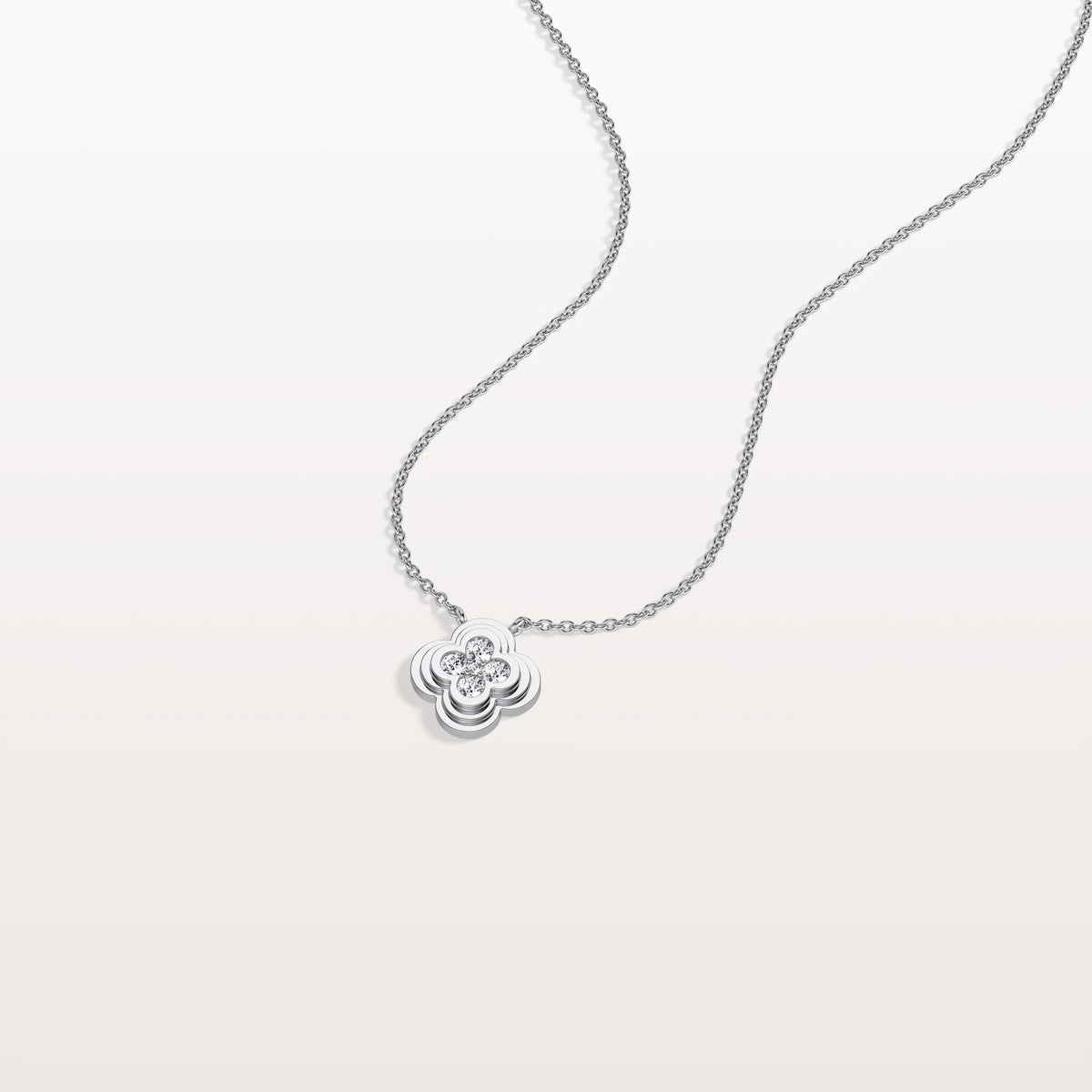 Lab Grown Diamond Clover Necklace in 14K Solid Gold/Platinum - Necklaces