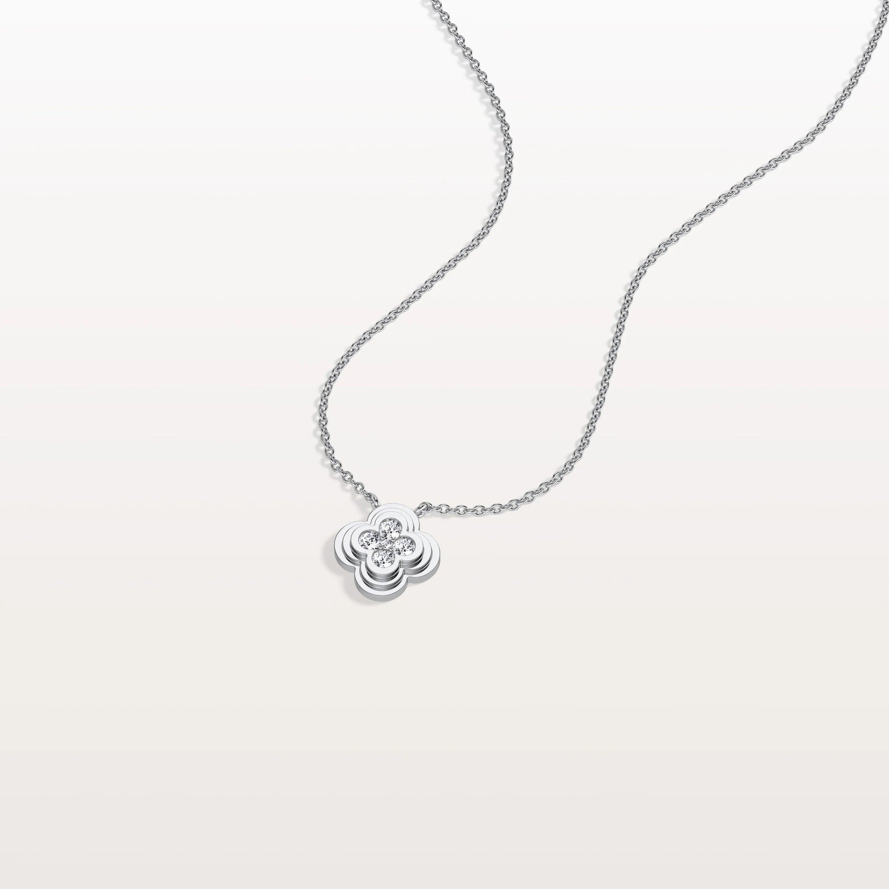 Lab Grown Diamond Clover Necklace in 14K Solid Gold/Platinum - Necklaces