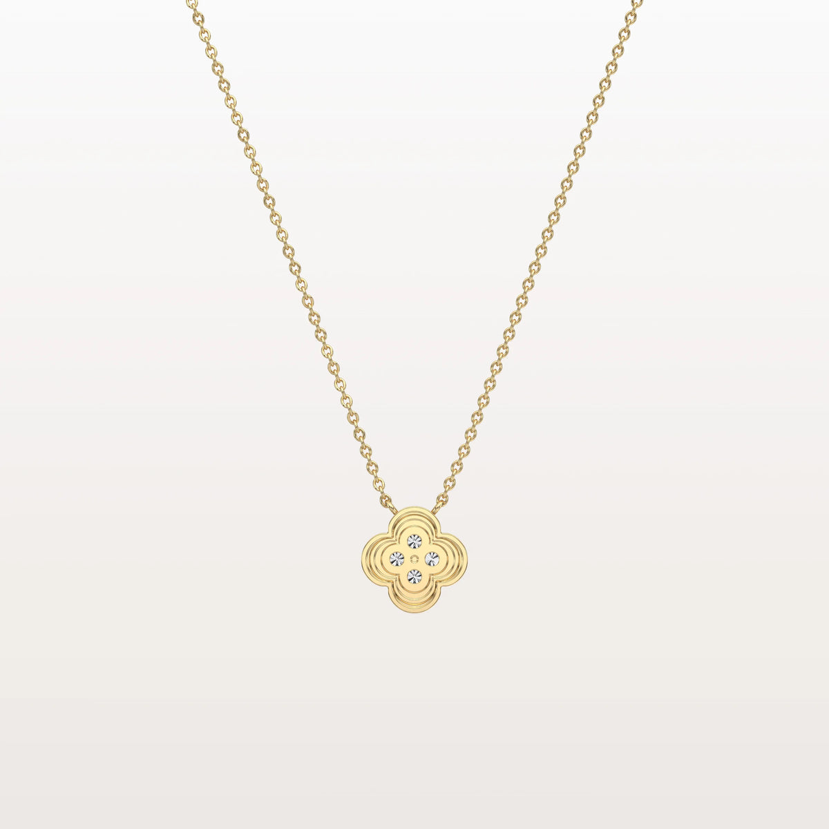 Lab Grown Diamond Clover Necklace in 14K Solid Gold/Platinum - Necklaces