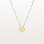 Lab Grown Diamond Clover Necklace in 14K Solid Gold/Platinum - Necklaces