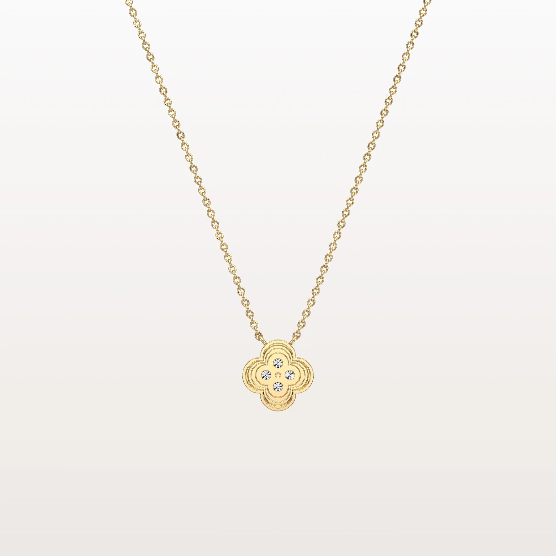 Lab Grown Diamond Clover Necklace in 14K Solid Gold/Platinum - Necklaces