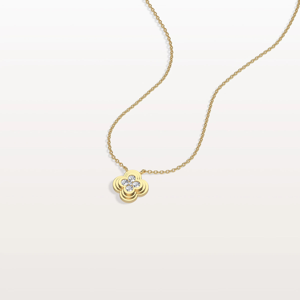 Lab Grown Diamond Clover Necklace in 14K Solid Gold/Platinum - Necklaces
