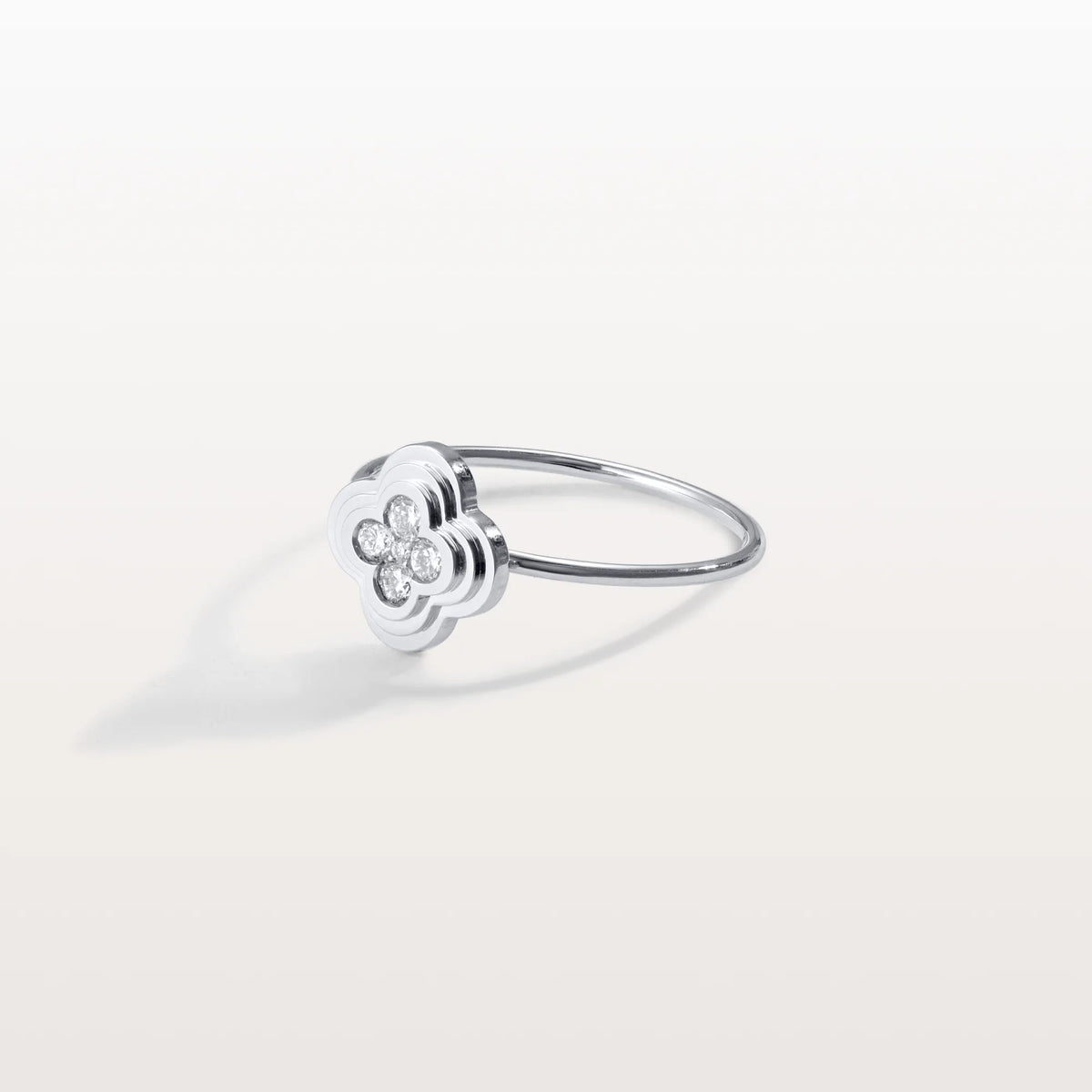 Lab Grown Diamonds Clover Ring in 14K Solid Gold/Platinum - Rings