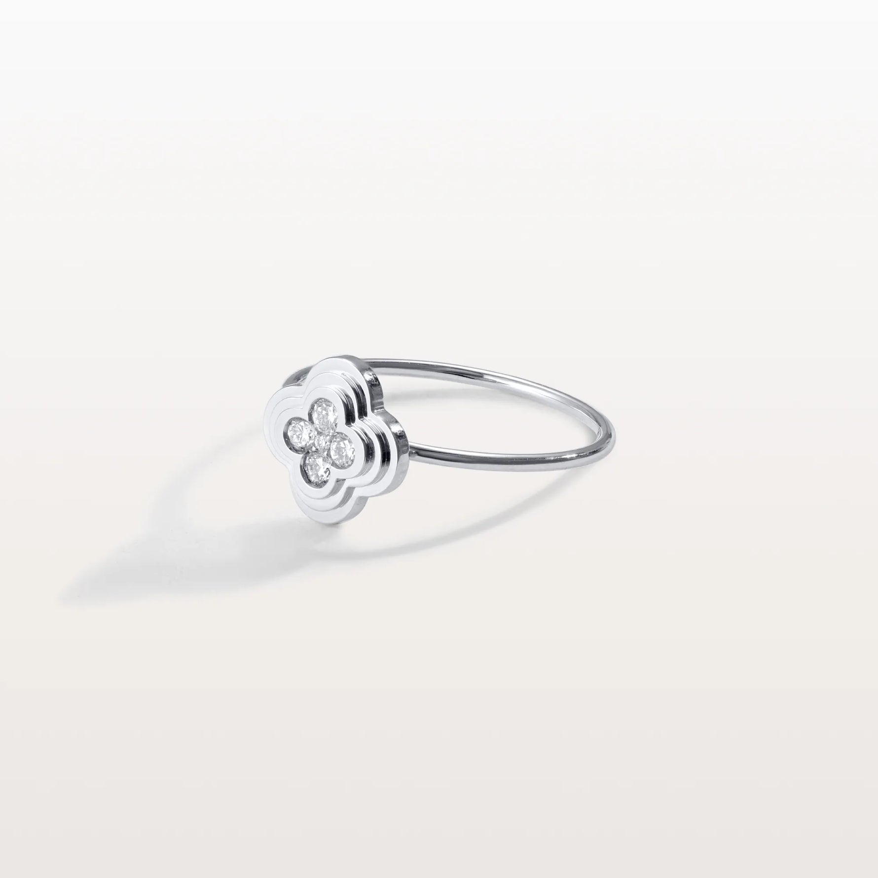 Lab Grown Diamonds Clover Ring in 14K Solid Gold/Platinum - Rings