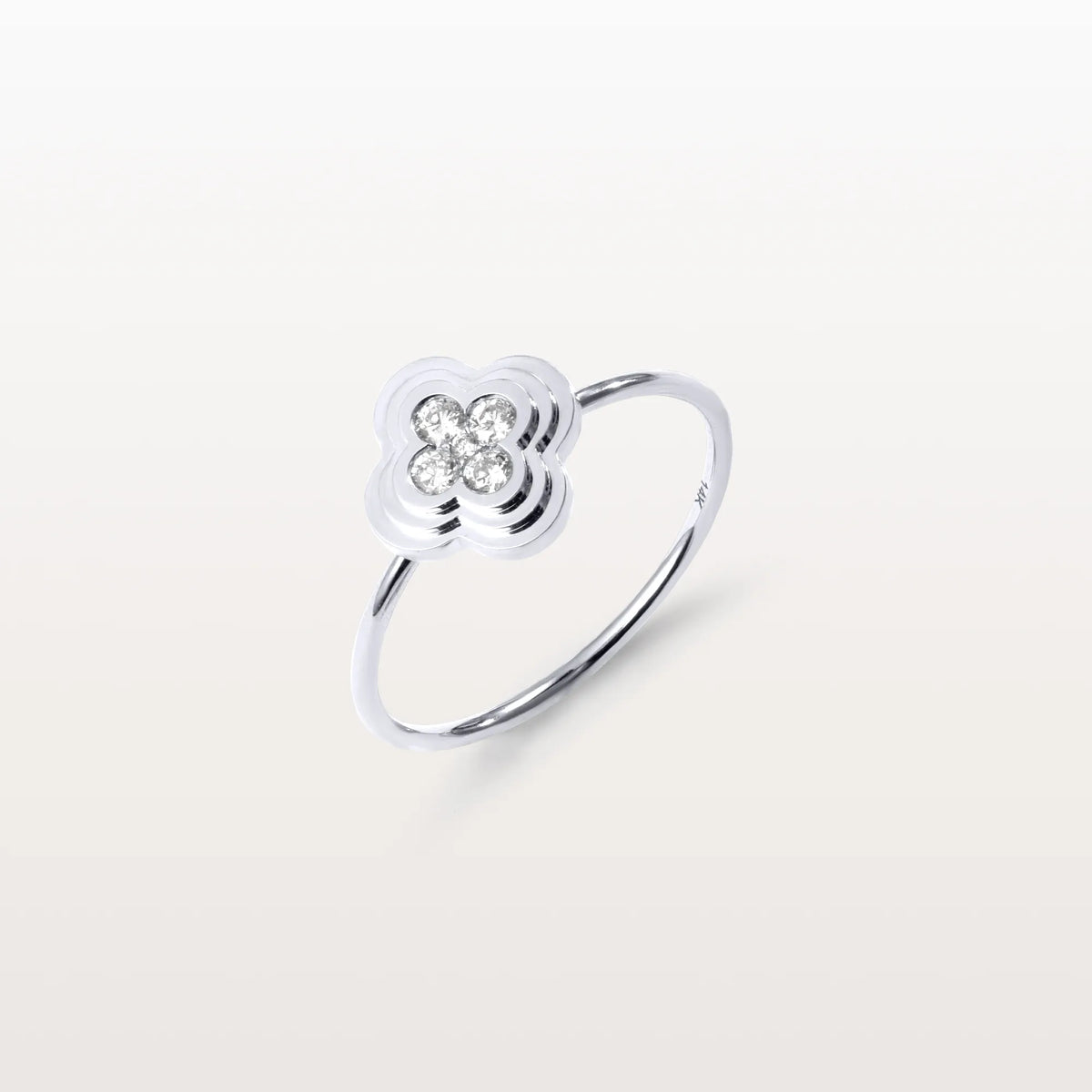 Lab Grown Diamonds Clover Ring in 14K Solid Gold/Platinum - Rings