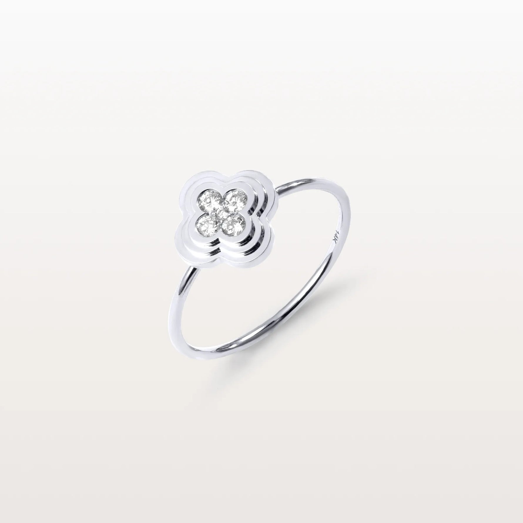 Lab Grown Diamonds Clover Ring in 14K Solid Gold/Platinum - Rings