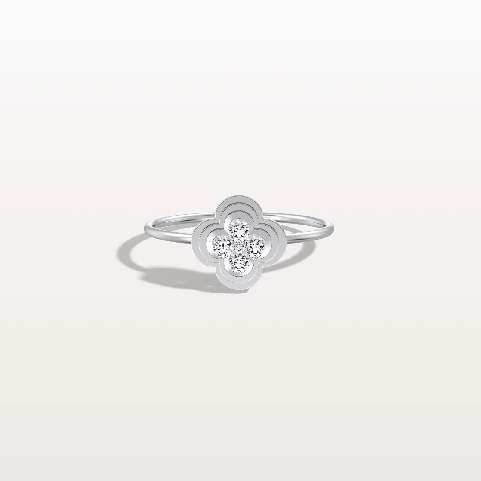 Lab Grown Diamonds Clover Ring in 14K Solid Gold/Platinum - Rings