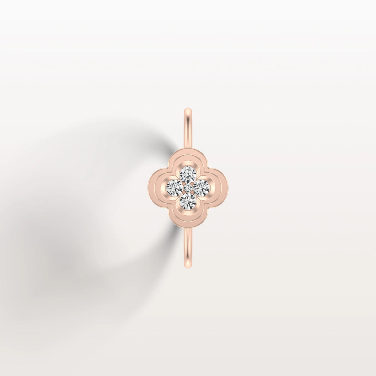 Lab Grown Diamonds Clover Ring in 14K Solid Gold/Platinum - Rings