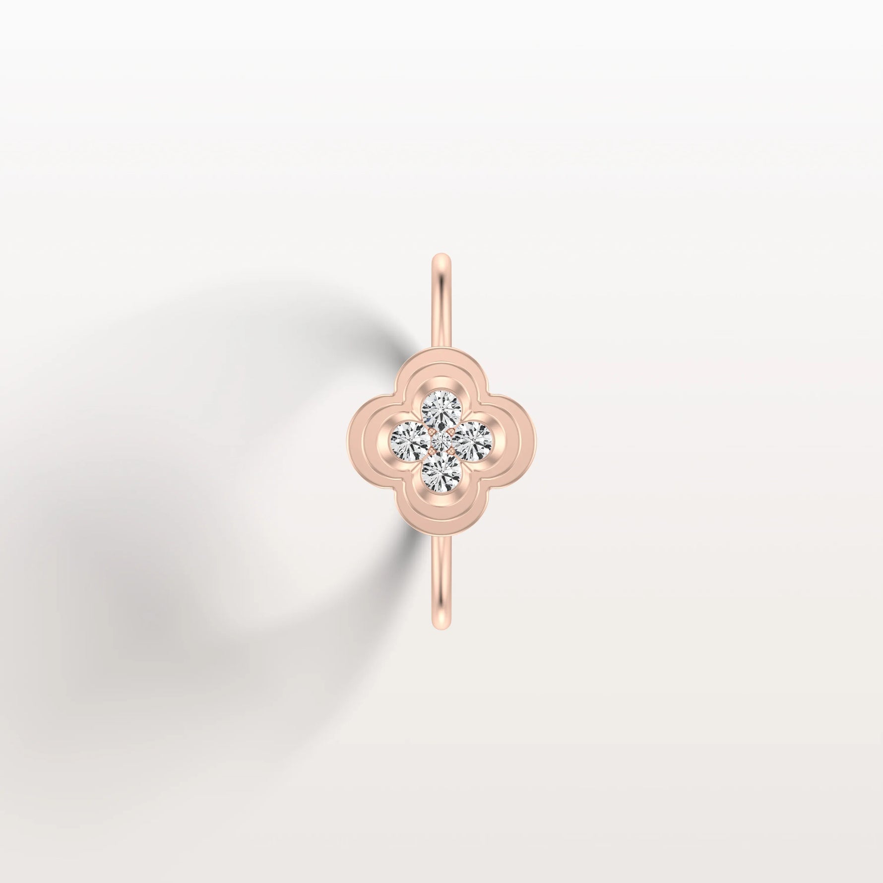 Lab Grown Diamonds Clover Ring in 14K Solid Gold/Platinum - Rings