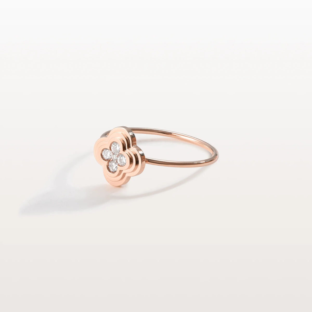 Lab Grown Diamonds Clover Ring in 14K Solid Gold/Platinum - Rings