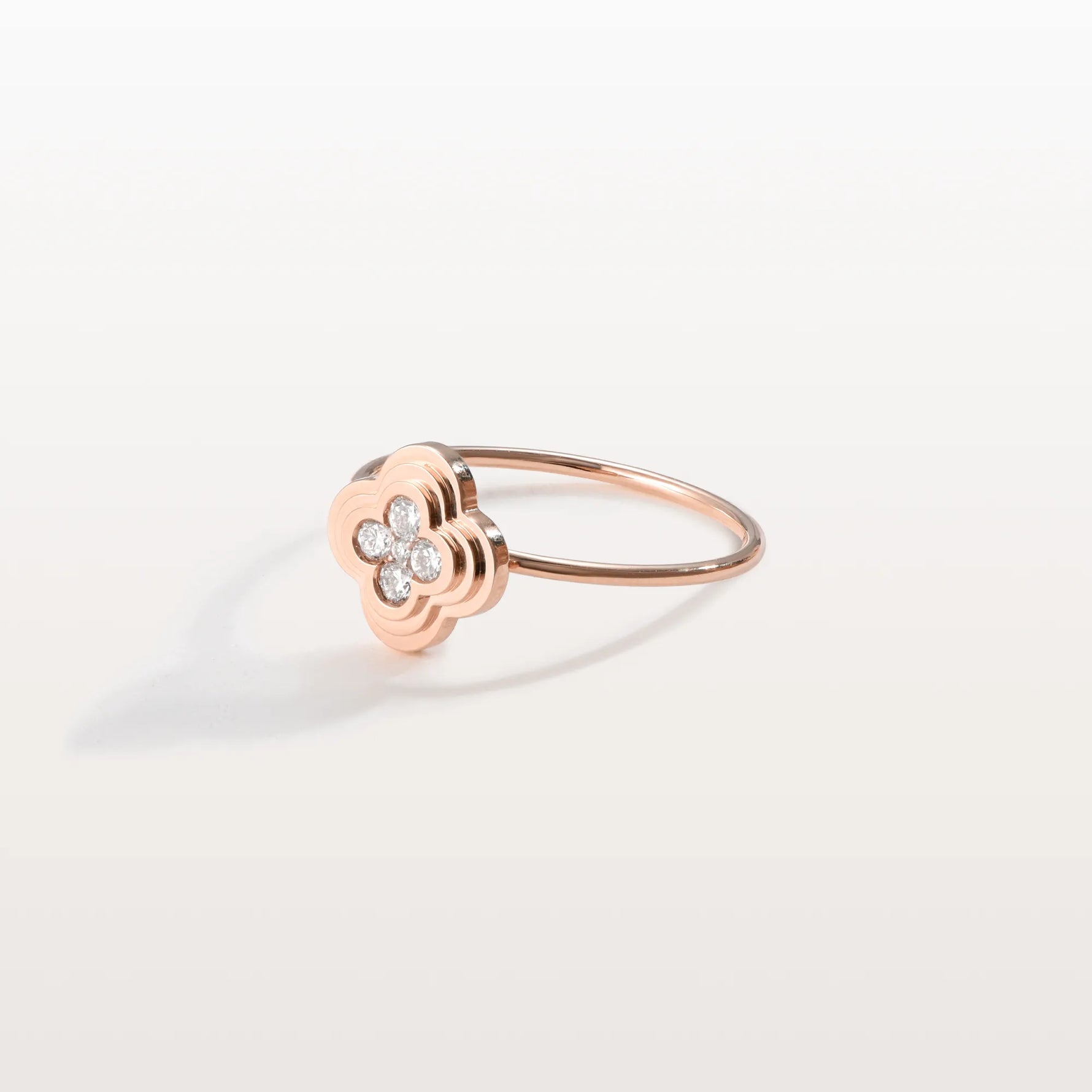 Lab Grown Diamonds Clover Ring in 14K Solid Gold/Platinum - Rings