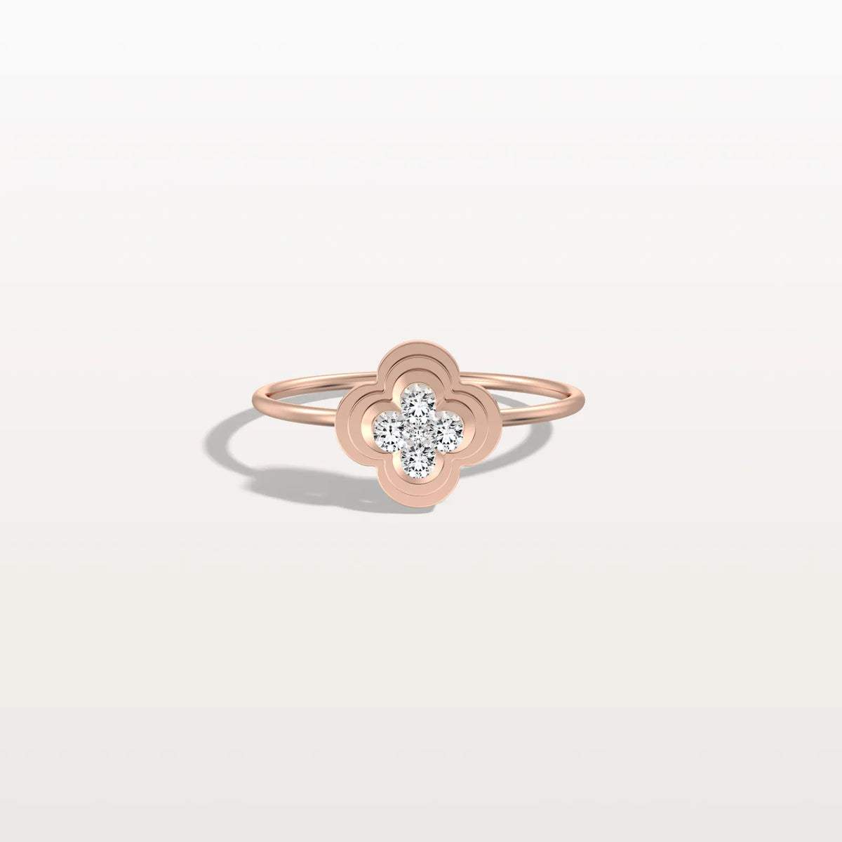 Lab Grown Diamonds Clover Ring in 14K Solid Gold/Platinum - Rings