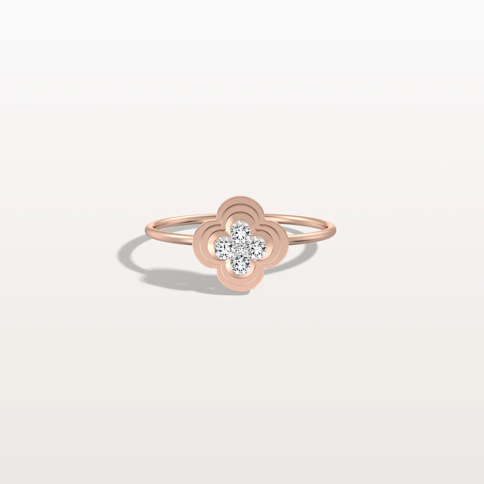 Lab Grown Diamonds Clover Ring in 14K Solid Gold/Platinum - Rings