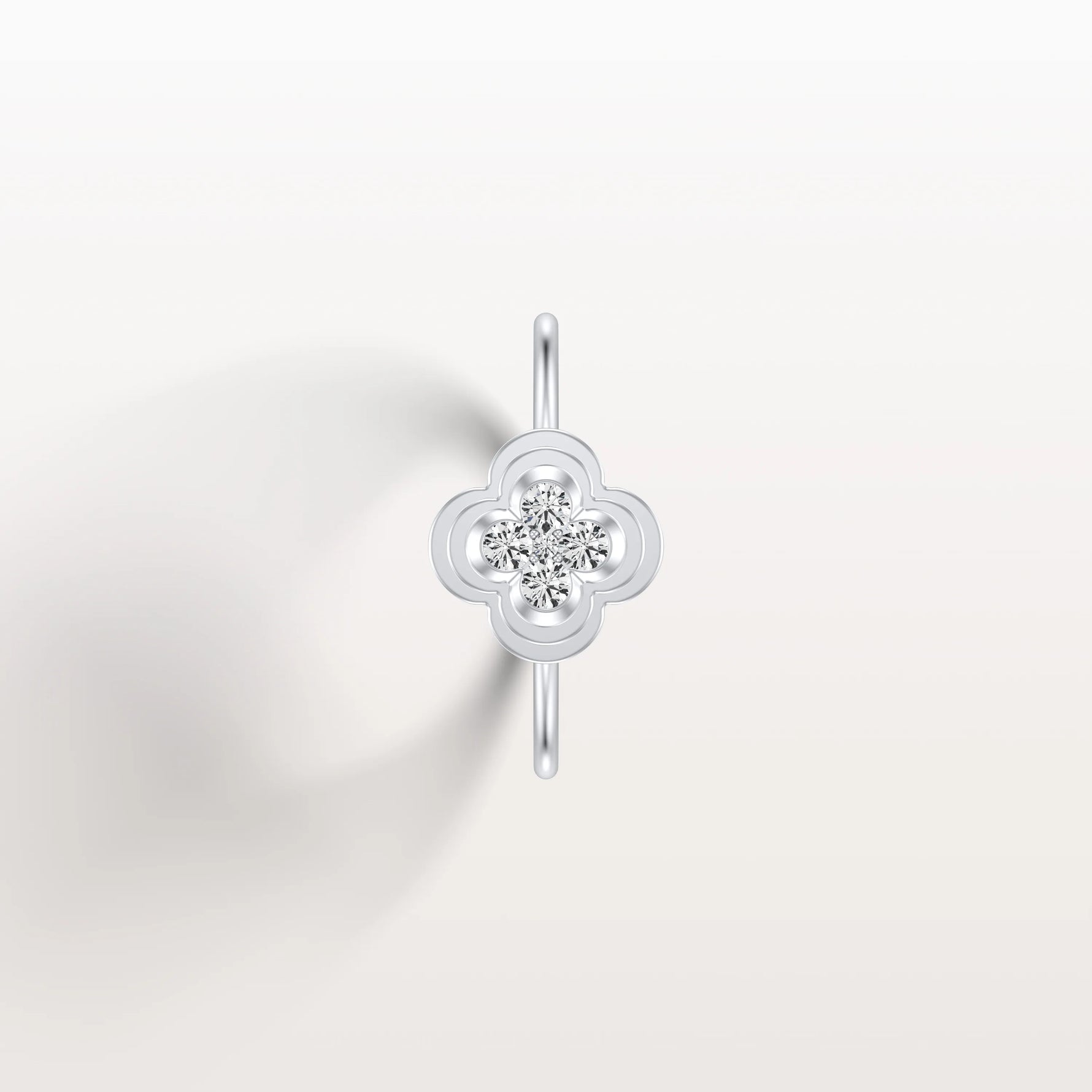 Lab Grown Diamonds Clover Ring in 14K Solid Gold/Platinum - Rings