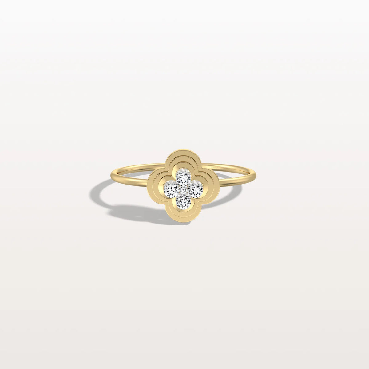 Lab Grown Diamonds Clover Ring in 14K Solid Gold/Platinum - Rings