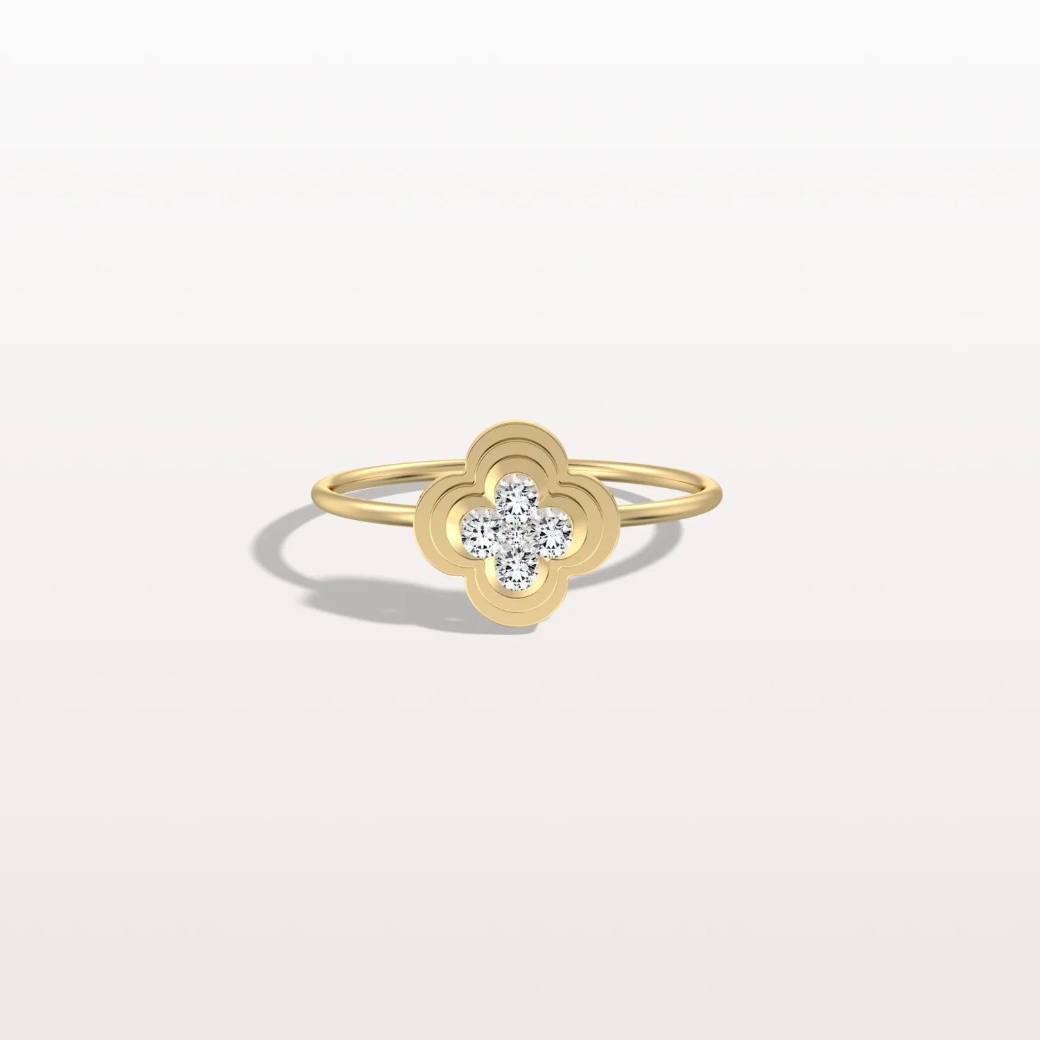 Lab Grown Diamonds Clover Ring in 14K Solid Gold/Platinum - Rings
