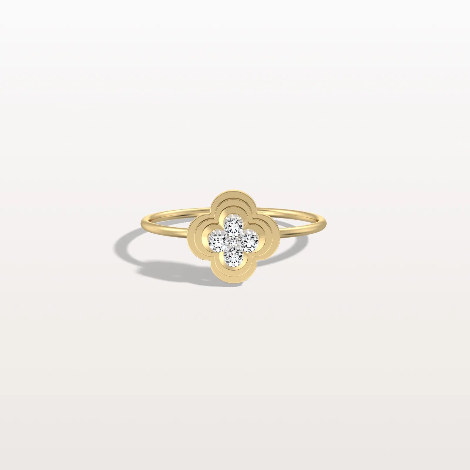 Lab Grown Diamonds Clover Ring in 14K Solid Gold/Platinum - Rings