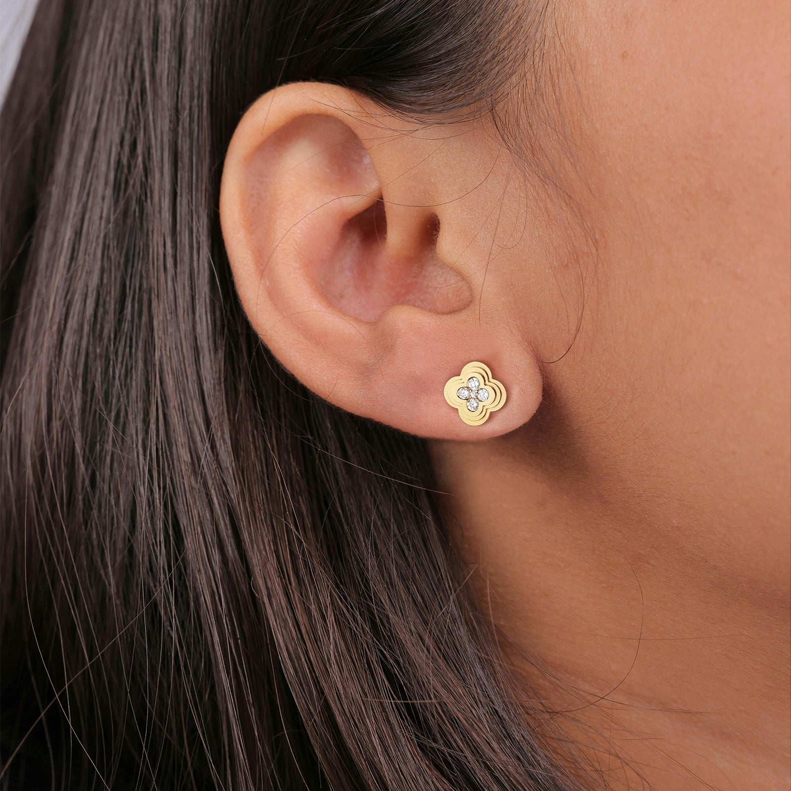 Lab Diamond Four Leaf Clover Studs Earrings - Earrings