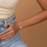 Lab Grown Diamond Bangle Bracelet With Clover Design - Bracelets