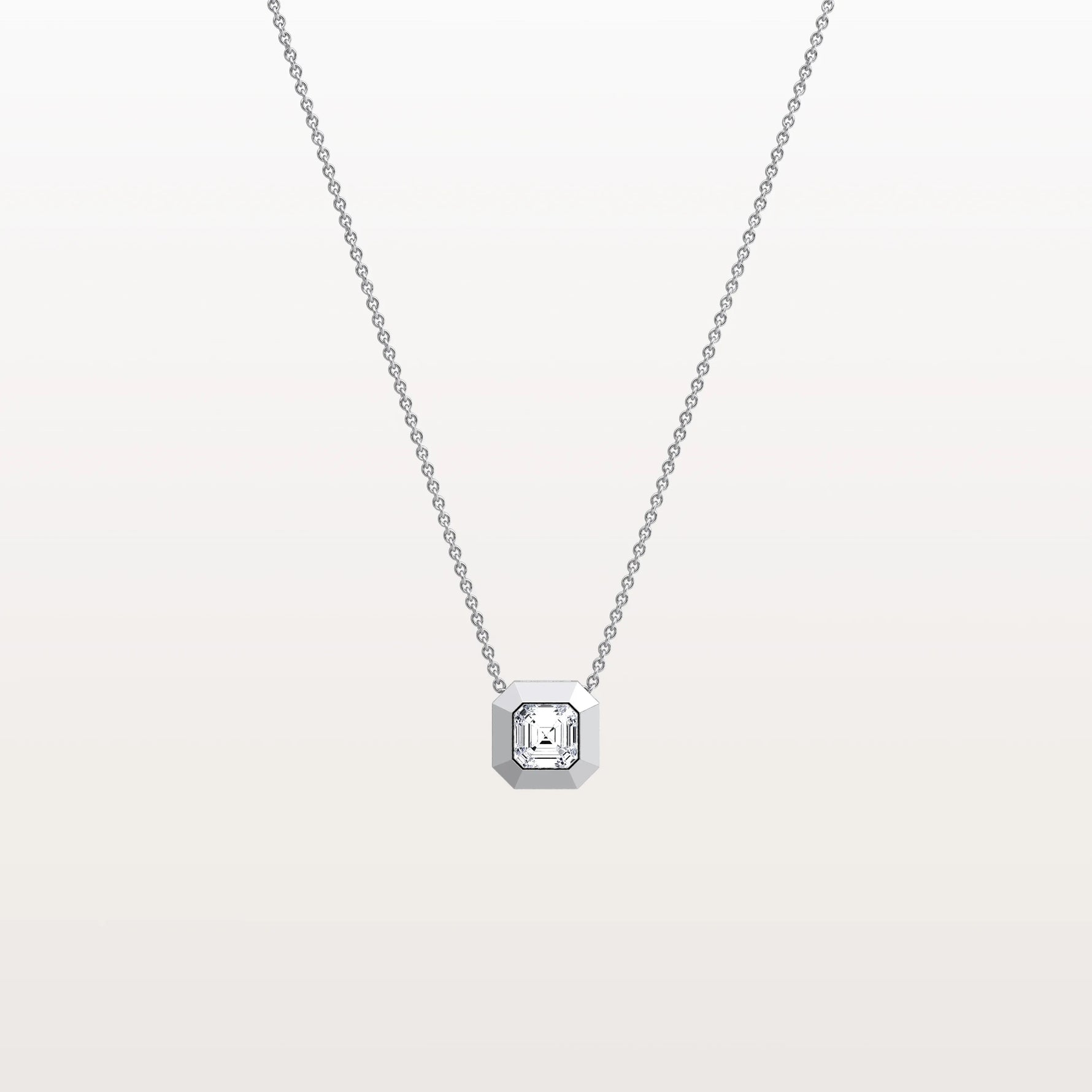 Lab Grown Asscher Cut Necklace In 14K Solid Gold/Platinum - Necklaces
