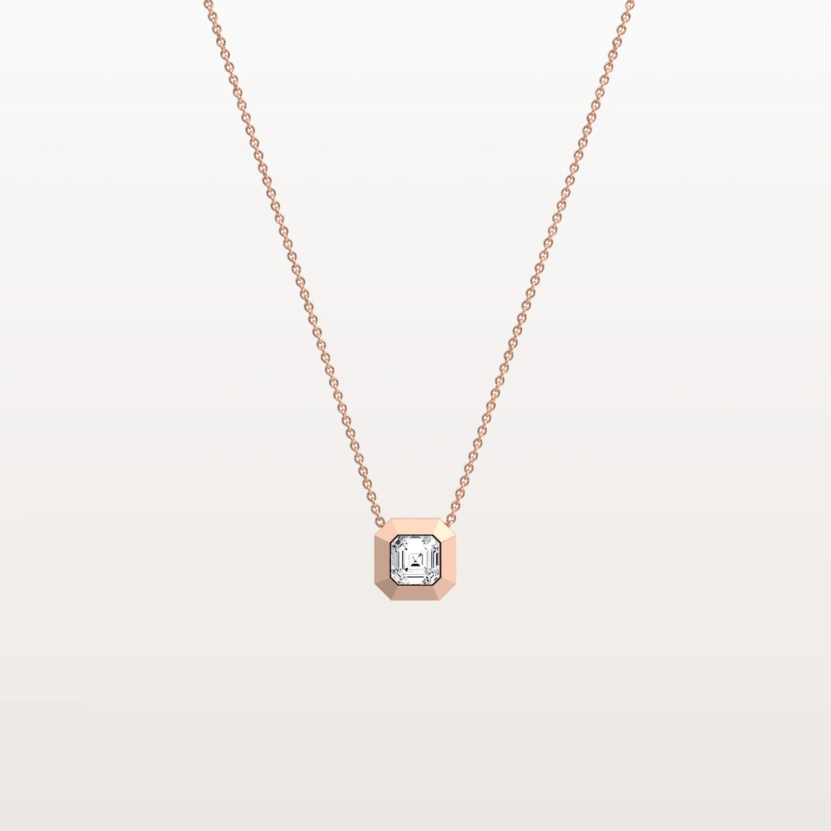 Lab Grown Asscher Cut Necklace In 14K Solid Gold/Platinum - Necklaces