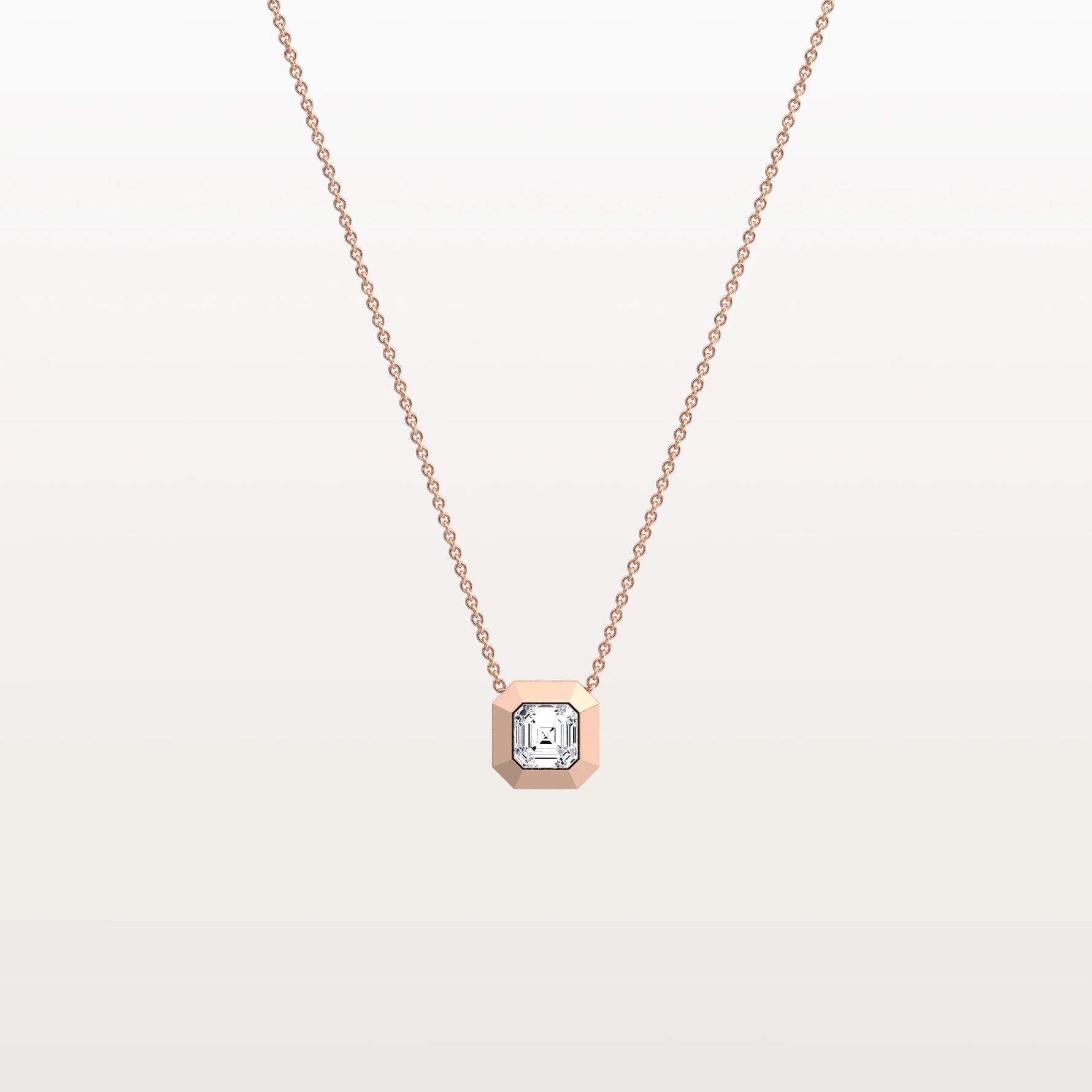 Lab Grown Asscher Cut Necklace In 14K Solid Gold/Platinum - Necklaces