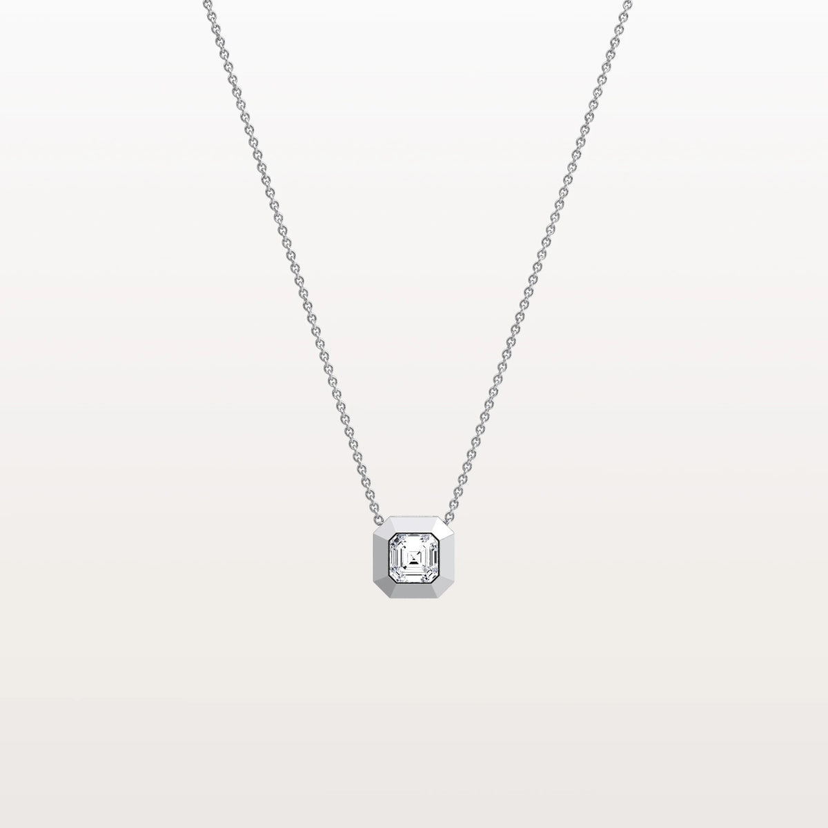 Lab Grown Asscher Cut Necklace In 14K Solid Gold/Platinum - Necklaces