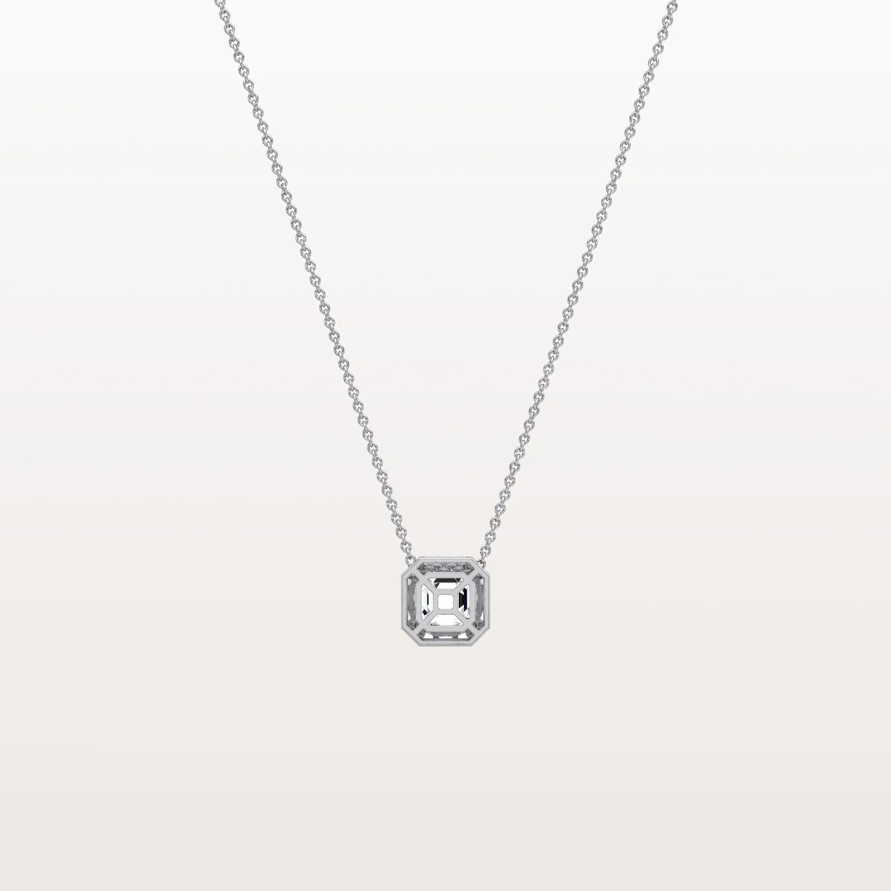 Lab Grown Asscher Cut Necklace In 14K Solid Gold/Platinum - Necklaces