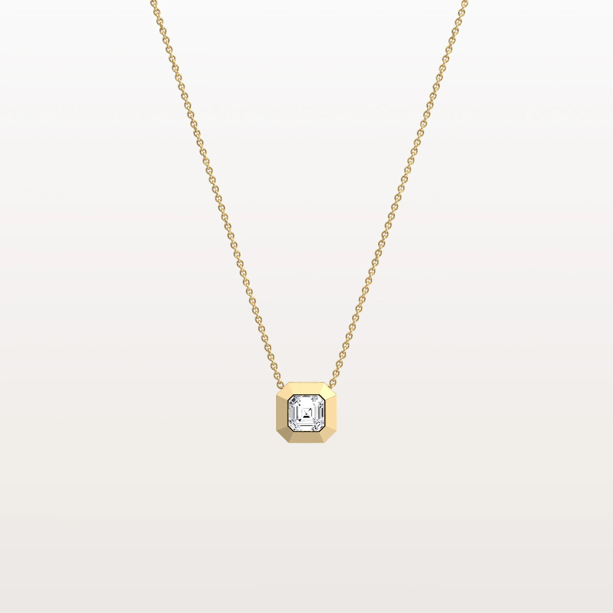 Lab Grown Asscher Cut Necklace In 14K Solid Gold/Platinum - Necklaces