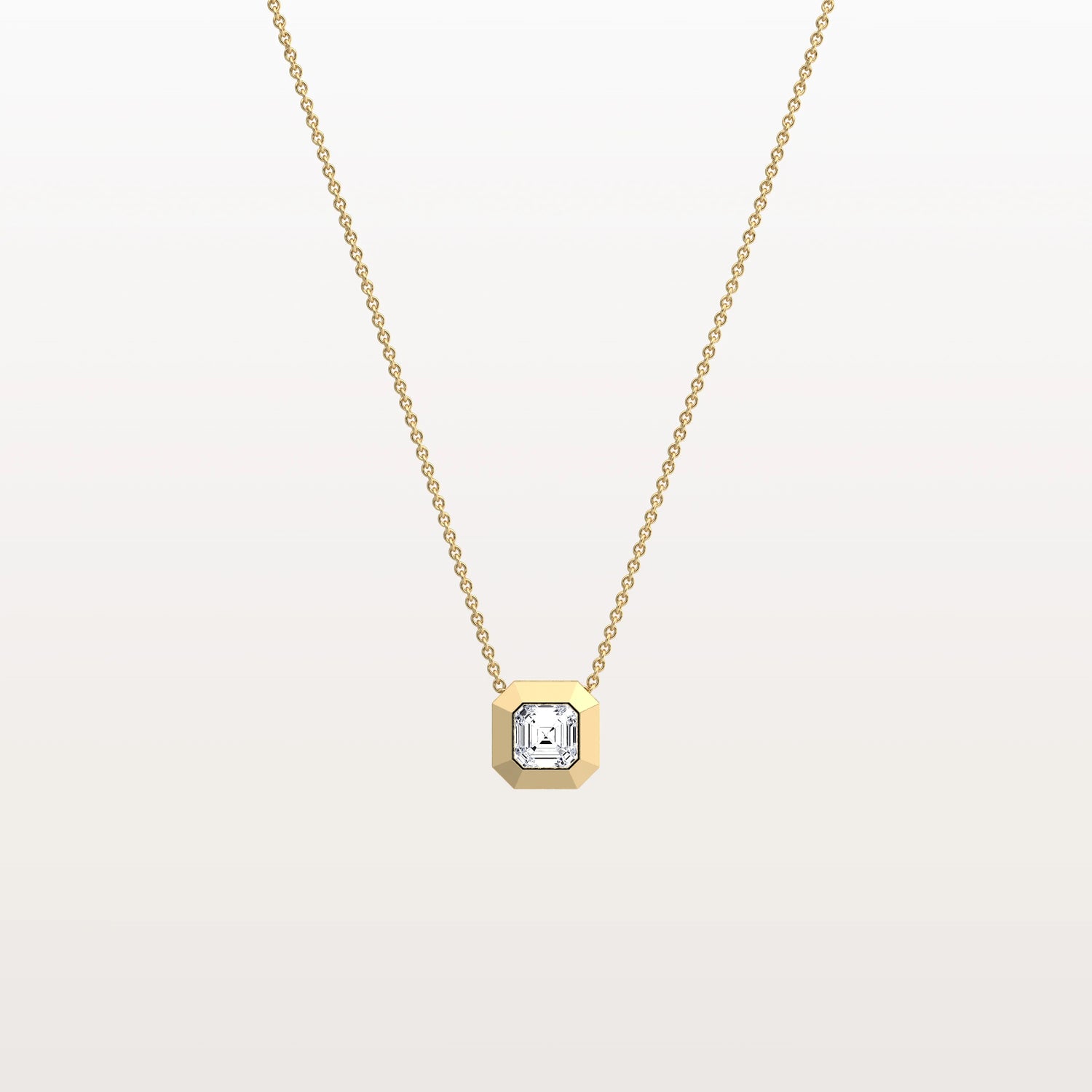 Lab Grown Asscher Cut Necklace In 14K Solid Gold/Platinum - Necklaces