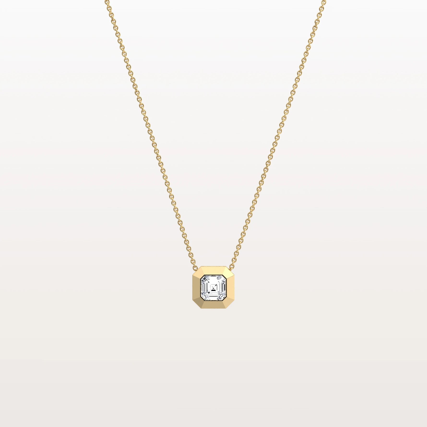 Lab Grown Asscher Cut Necklace In 14K Solid Gold/Platinum - Necklaces