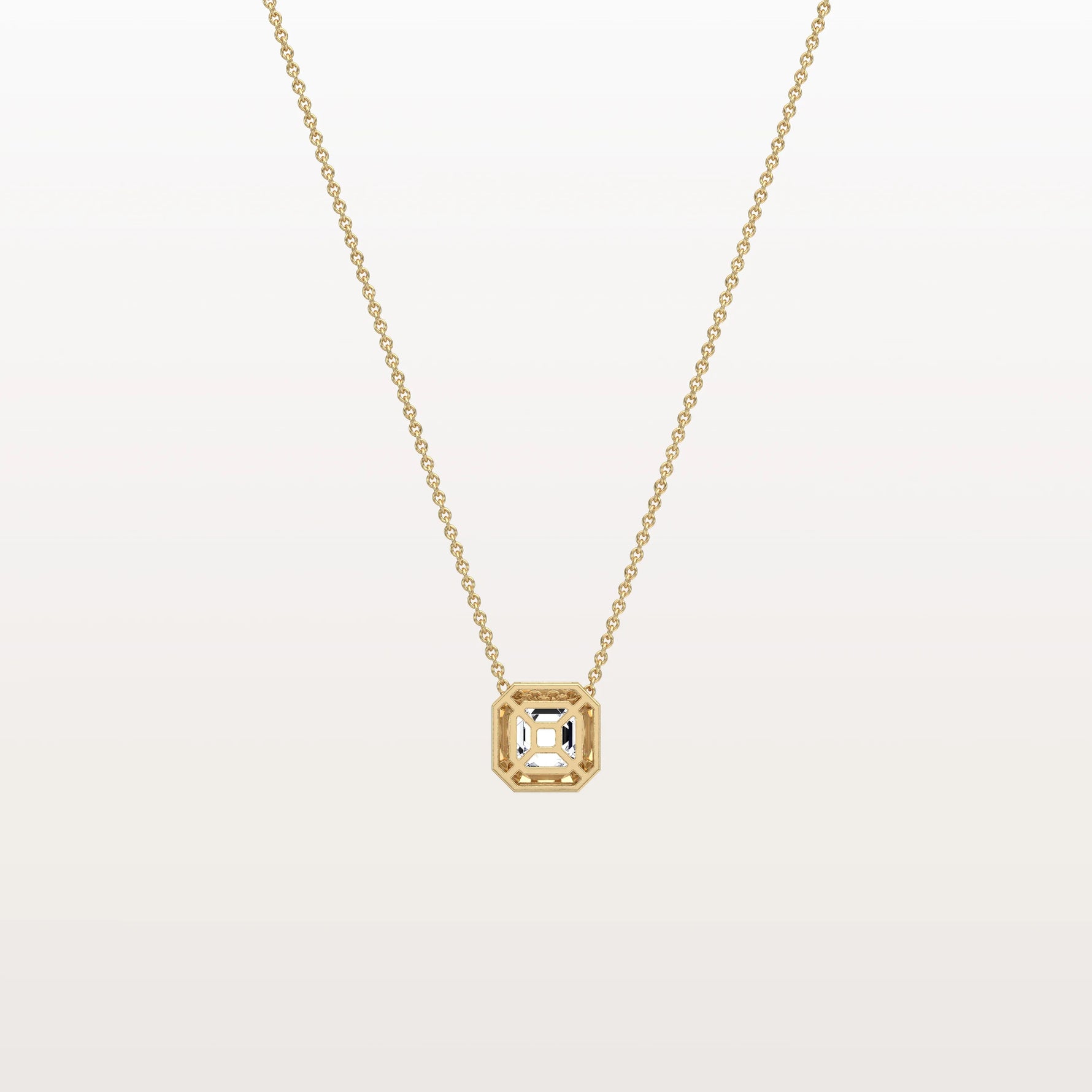 Lab Grown Asscher Cut Necklace In 14K Solid Gold/Platinum - Necklaces