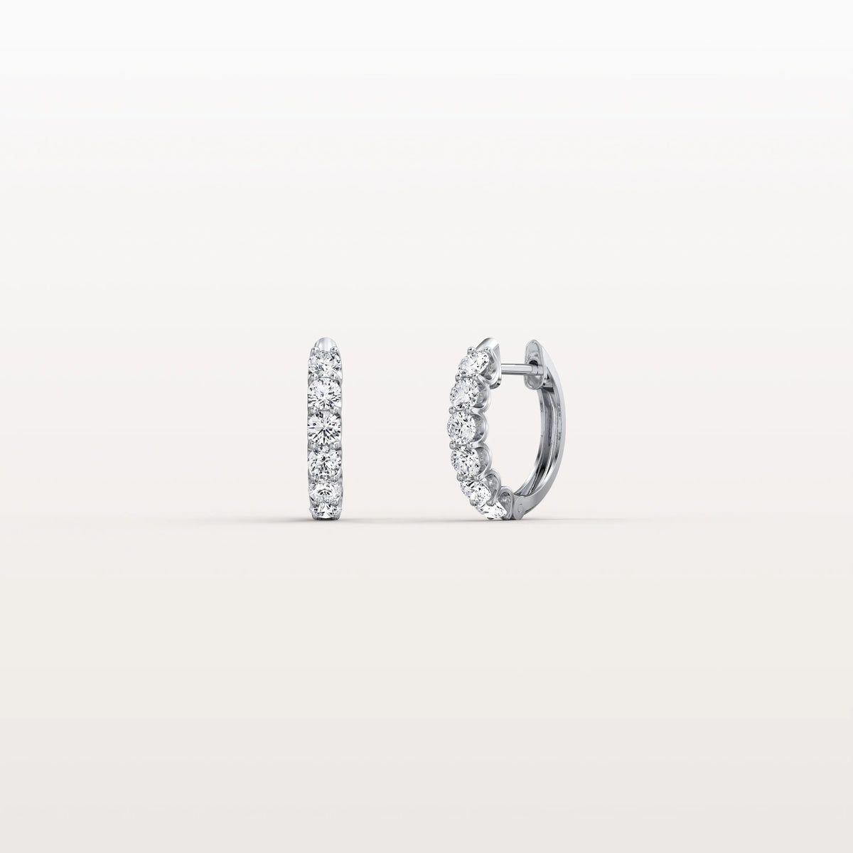 0.93CTW Lab Diamond Half Eternity Huggie Earring In 14K Solid Gold/Platinum - Earrings